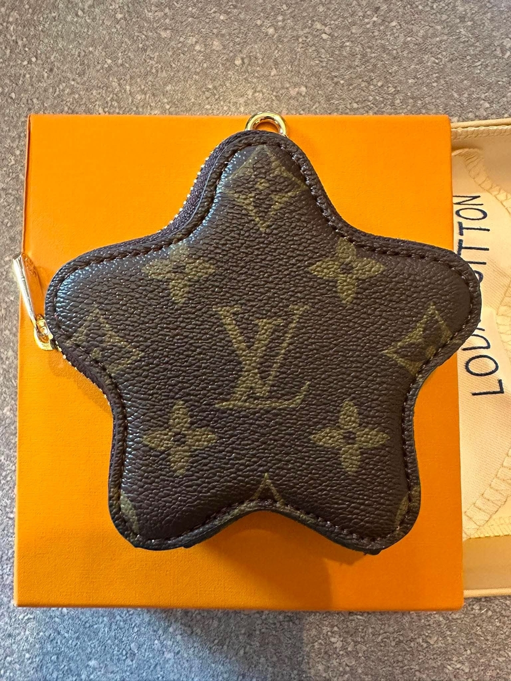 Monogram Star Coin Purse - Dark Brown with Gold Hardware With Box